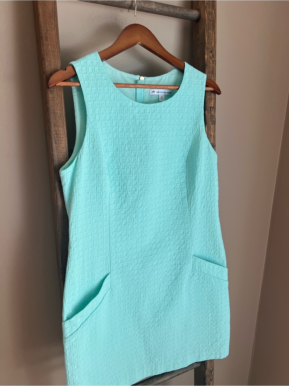 Southern Tide Sleeveless Shift Dress in Aqua Blue - Picture 3 of 6